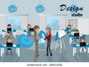 Graphic Design Classroom - Vector Illustration, Graphic Design Editable For Your Design  