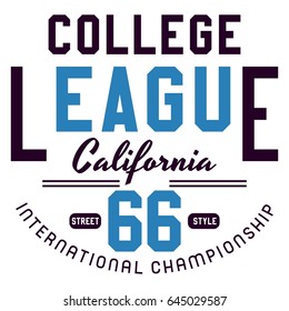 Graphic design college league for t-shirts