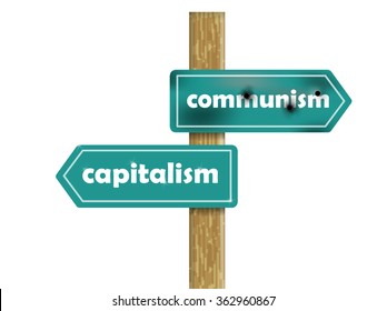 Graphic Design Concept Of Communism And Capitalism