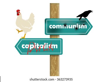 graphic design concept of communism and capitalism
