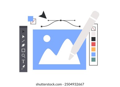 Graphic design concept. Digital graphic drawing tool. Vector illustration.