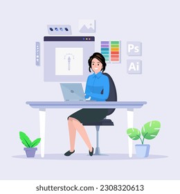 Graphic design concept, Flat vector template style Suitable for Web Landing Pages.
