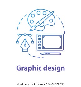 Graphic design concept icon. Mobile device application digital interface development idea thin line illustration. Creative visual content. Application management. Vector isolated outline drawing
