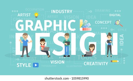 Graphic design concept. Idea of creativity and work.