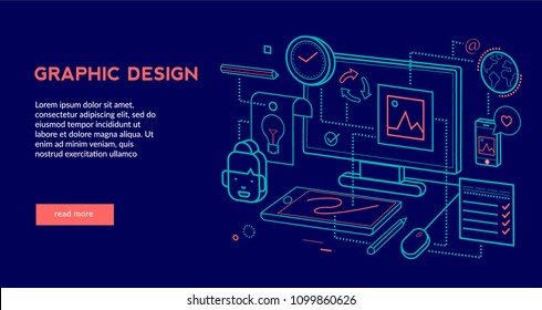 Graphic Design Concept for web page, banner, presentation. Vector illustration