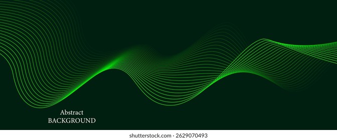 A graphic design consisting of thin green lines that curve and flow on a dark green background. It looks like a detailed image, a design that gives a sense of movement and dynamics.