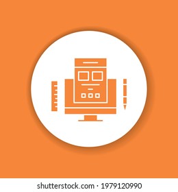 Graphic design courses color glyph icon. Learning basics design, creating images, studying computer programs. E-learning. Pictogram for web page, mobile app. UI UX GUI design element. Editable stroke