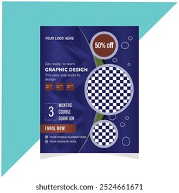 Graphic design courses vector website template, web page and landing page design for website and mobile site development. Online graphic design classes, school concept. 