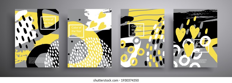 Graphic design covers. The trend colors of 2021 are yellow and gray. Suitable for brochures, posters, flyers and banners