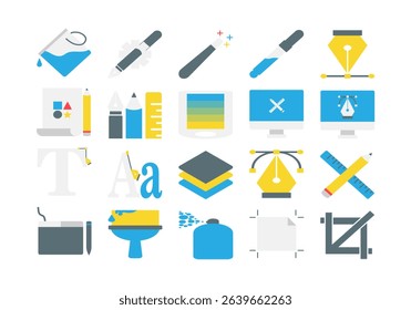 Graphic Design and Creative Agency Flat Icons