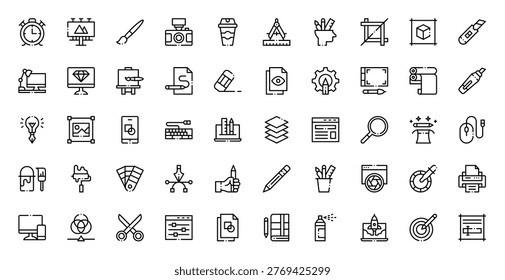Graphic Design Creative Art Visual Digital Media Layout Icon Set