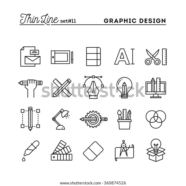 Graphic Design Creative Package Stationary Software Stock Vector