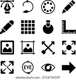 Iconos de herramientas creativas de Diseño gráfico