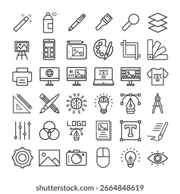Graphic Design and Creativity Line Icons. Editable Stroke