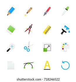 Graphic Design and Creativity. Set of Design Vector Illustration Color Icons Flat Style.