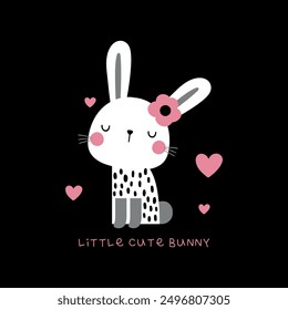 graphic design with cute bunny drawing for baby fashion tee print as vector