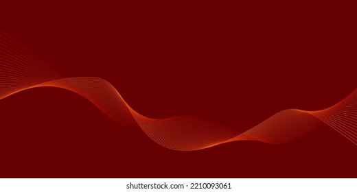 Graphic design. Dark Background Rufous Red Orange wave lines Flowing waves design Abstract digital equalizer sound wave Flow Line Vector illustration for tech futuristic innovation concept background 