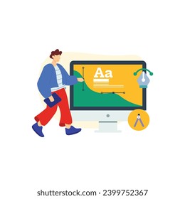 Graphic Design and development concept illustrations. vector illustrations in various activities of graphic and web design and development, social media, creative process, app development.