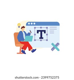 Graphic Design and development concept illustrations. vector illustrations in various activities of graphic and web design and development, social media, creative process, app development.