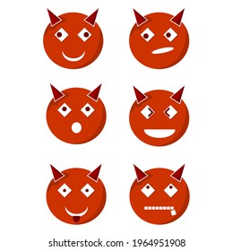 graphic design of devil motif emoticon with different poses. white background. vector illustration