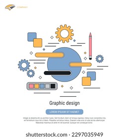 Graphic design, digital art flat contour style vector concept illustration