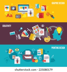 Graphic design digital photography banner set with creativity printing isolated vector illustration