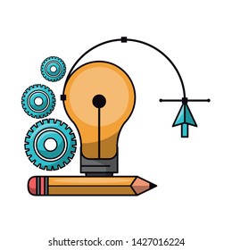 Graphic design digital software tools and symbols for creative process, art and ideas. illustration editable image