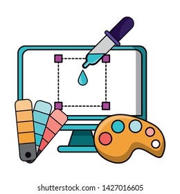 Graphic design digital software tools and symbols for creative process, art and ideas. illustration editable image