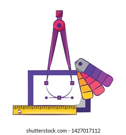 Graphic design digital software tools and symbols for creative process, art and ideas. illustration editable image