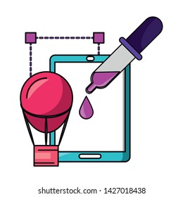 Graphic design digital software tools and symbols for creative process, art and ideas. illustration editable image