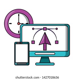 Graphic design digital software tools and symbols for creative process, art and ideas. illustration editable image