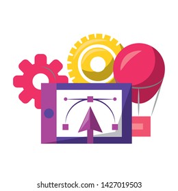 Graphic design digital software tools and symbols for creative process, art and ideas. illustration editable image