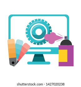Graphic design digital software tools and symbols for creative process, art and ideas. illustration editable image