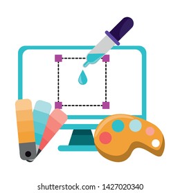 Graphic design digital software tools and symbols for creative process, art and ideas. illustration editable image