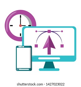 Graphic design digital software tools and symbols for creative process, art and ideas. illustration editable image