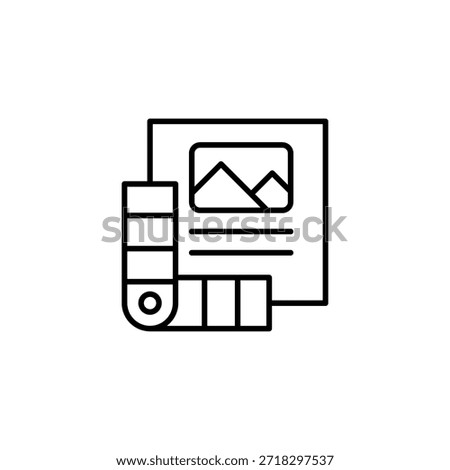 Graphic Design Document With Color Palette Outline Icon