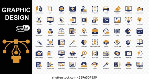  Graphic design editable colored icons collection. Simple vector illustration.