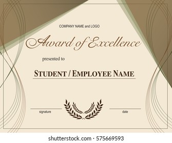 graphic design editable for your design, award of excellence certification. Vector Illustration. 