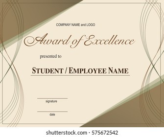 graphic design editable for your design, award of excellence certification. Vector Illustration. 
