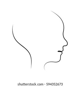 graphic design editable for your design, hand drawn head icon black outline isolated on white background. Vector Illustration.