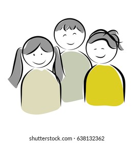 graphic design editable for your design, hand drawn happy kids isolated on white background. funny cartoon character. Vector Illustration.