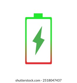 Graphic Design Electric charging icon, Digital Vector illustration with a green and white half circle shape, and in the middle there is a charging power shape that can be used for Applications, Logos,