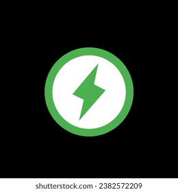 Graphic Design Electric charging icon,Digital Vector illustration with a green and white half circle shape,and in the middle there is a charging power shape that can be used for Applications,Indonesia