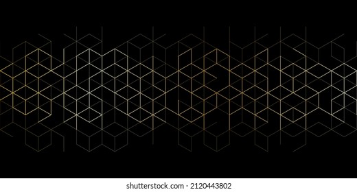 The graphic design element and abstract geometric background with isometric golden vector blocks
