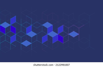 El elemento de diseño gráfico y el fondo geométrico abstracto con bloques digitales isométricos. Concepto de cadena de bloqueo y tecnología moderna