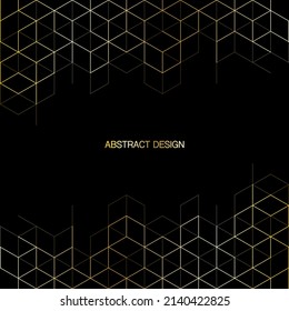 The graphic design element and abstract geometric background with isometric golden vector blocks