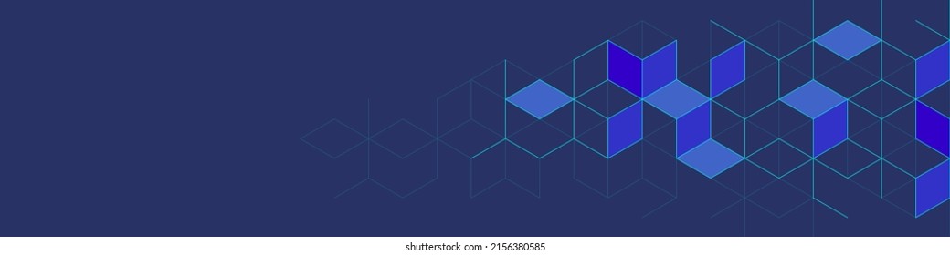 The graphic design element with abstract geometric background and isometric vector blocks for banner template or header