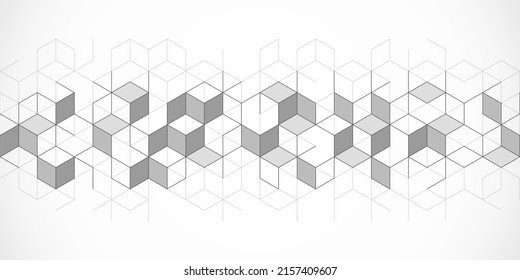 The graphic design element with abstract geometric background and isometric vector blocks
