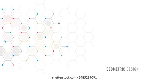 Graphic design element with abstract geometric background of simple hexagon pattern