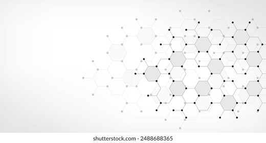 Graphic design element with abstract geometric background of simple hexagon pattern